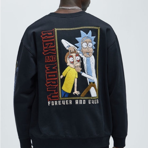 Rick and Morty Black Graphic Men's Sweater Size S - Picture 7 of 7